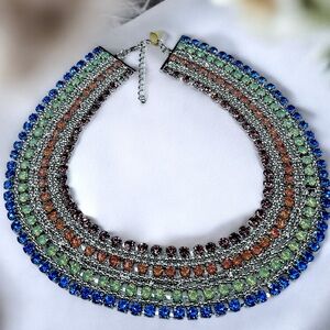 🌺JTV Multicolor Rhinestone Statement Collar Necklace – New in Box